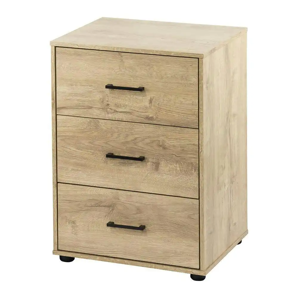 Lovisa 3-Drawer Cabinet Pedestal Office Storage Cabinet - Oak