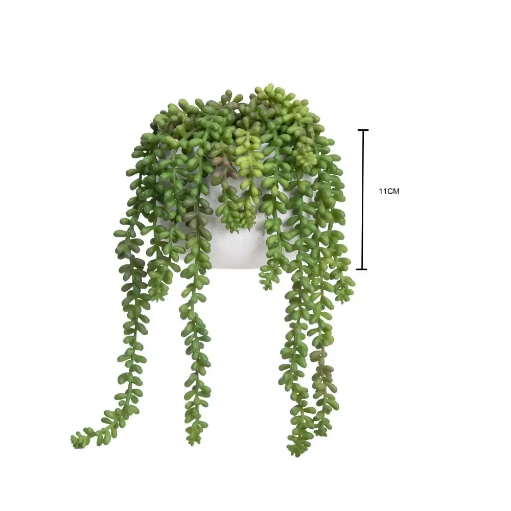 Glamorous Fusion Green Hanging Pearl Artificial Fake Plant Decorative In Pot Set