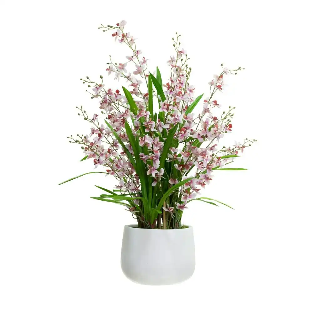 Glamorous Fusion Pink Dancing Lady Orchid Artificial Fake Plant Flower Decorative 78cm In Pot