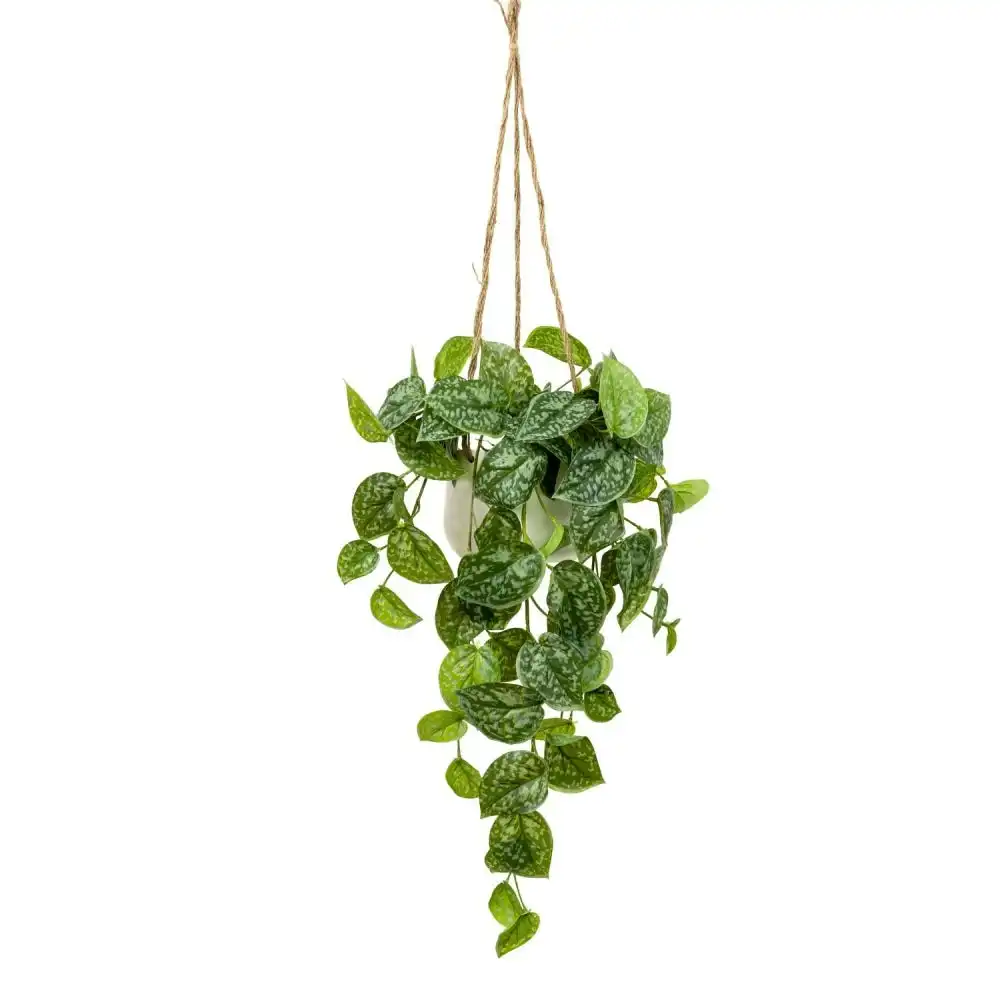 Glamorous Fusion Scindapsus Bush Artificial Fake Plant Decorative Arrangement 86cm In Hanging Planter - Green