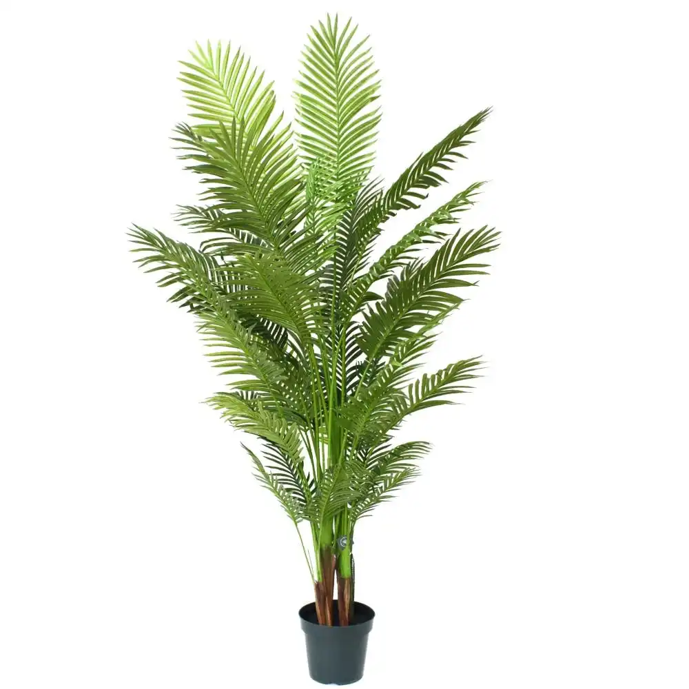 Glamorous Fusion Bright Green Areca Palm Tree Artificial Fake Plant Decorative 213cm In Pot - Green