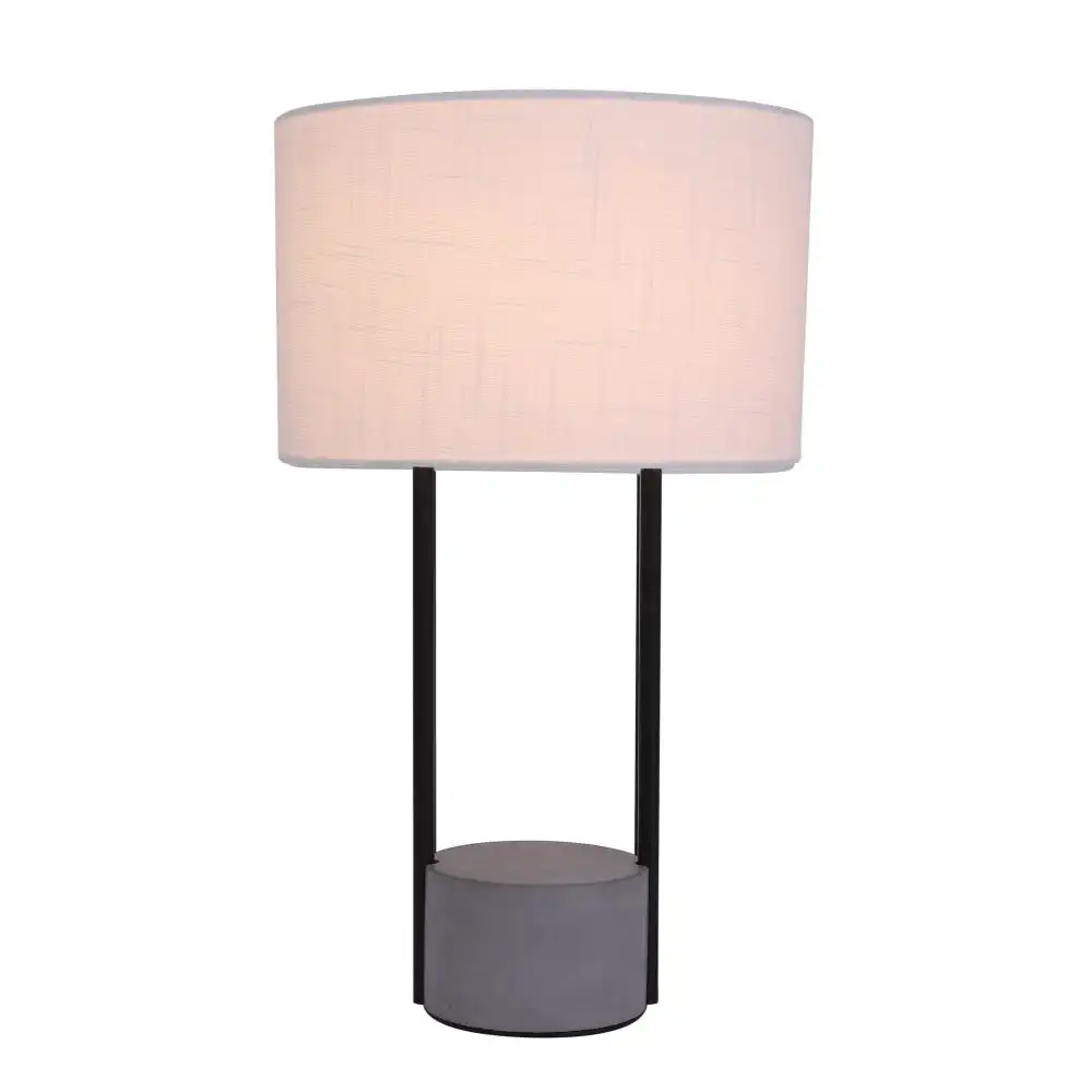 Remy Table Desk Lamp Concrete Look Base Fabric Shade - Grey / White