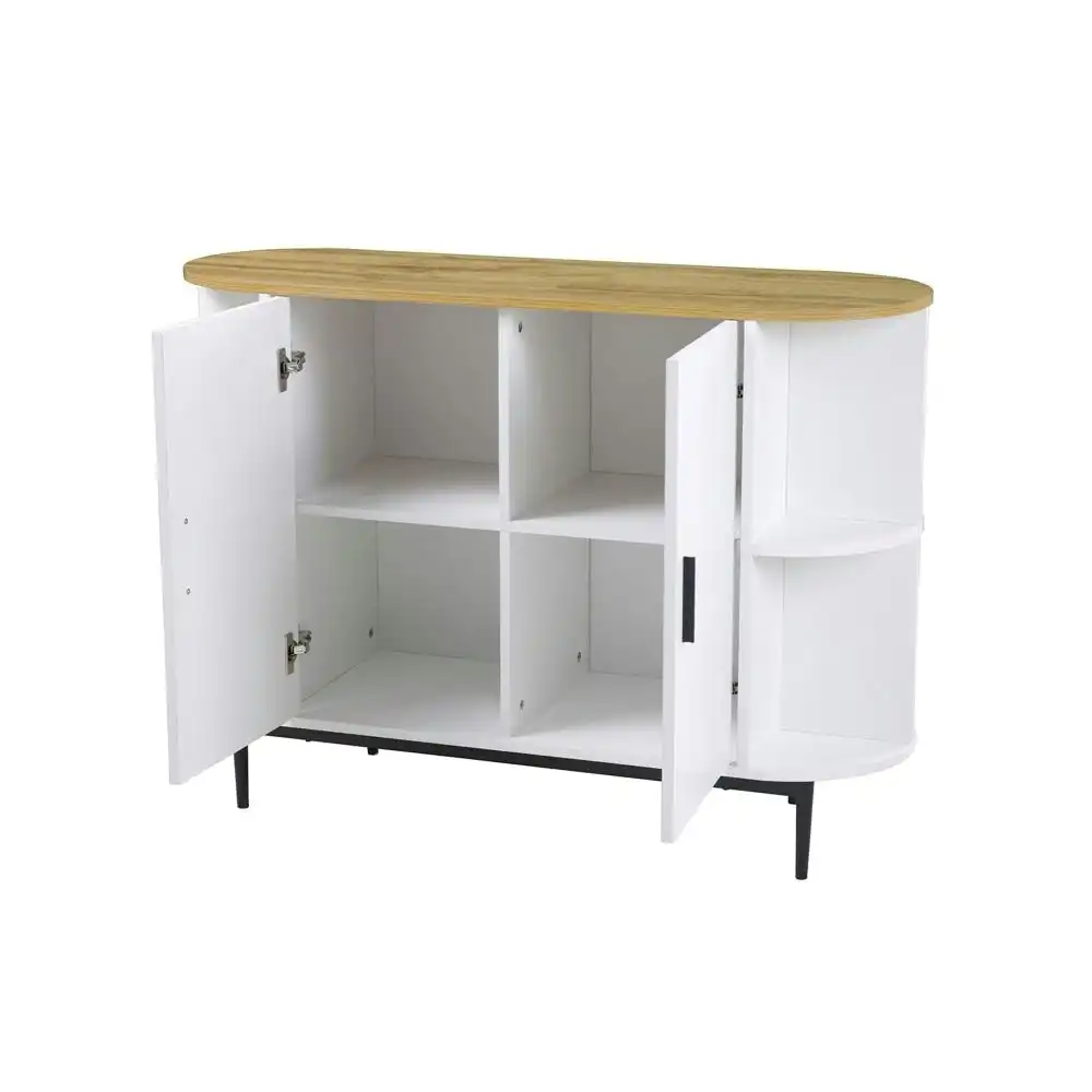 Polish 2-Door Buffet Unit Sideboard Storage Cabinet - White/Natural