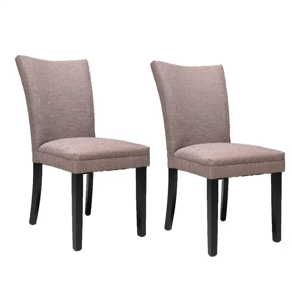 Set Of 2 Merci Fabric Wooden Cafe Kitchen Dining Chair - Brown