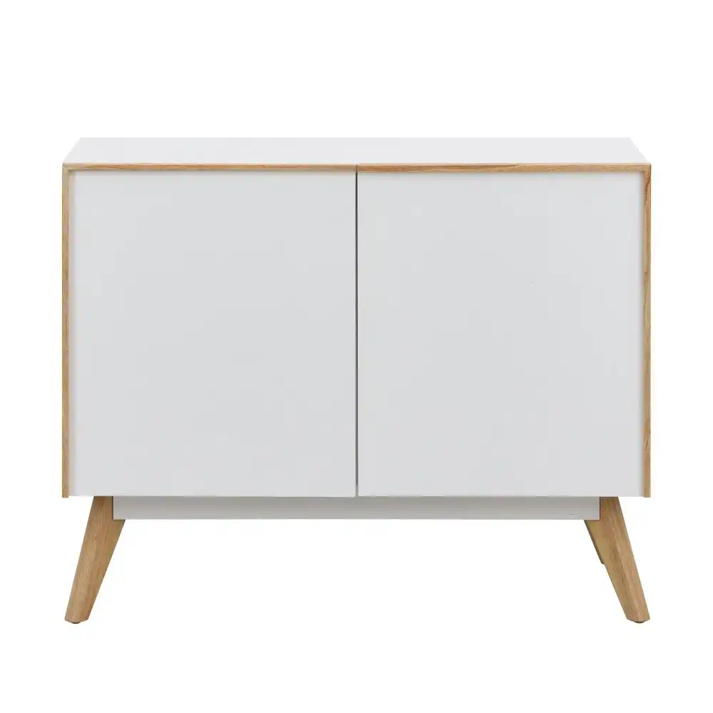 Autumn Scanvinadian Small Sideboard Buffet Unit Storage Cabinet W/ 2-Doors - White/Oak