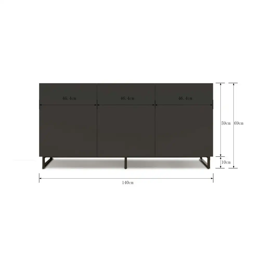Zane Buffet Unit Sideboard W/ 3-Doors Storage Cabinet - Walnut/Charcoal