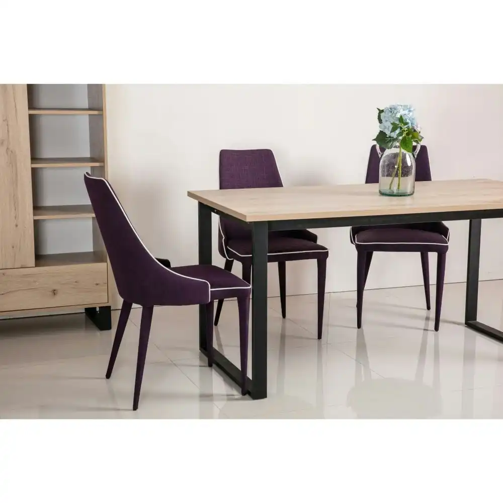 Rectangular Dining Table 160cm Metal Legs - Natural