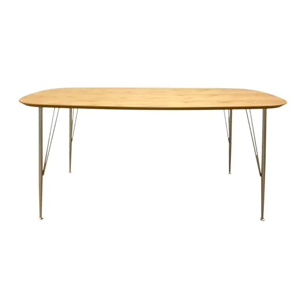 6IXTY2 Scandinavian Wooden Dining Table Large 220cm - Metal Legs - Oak
