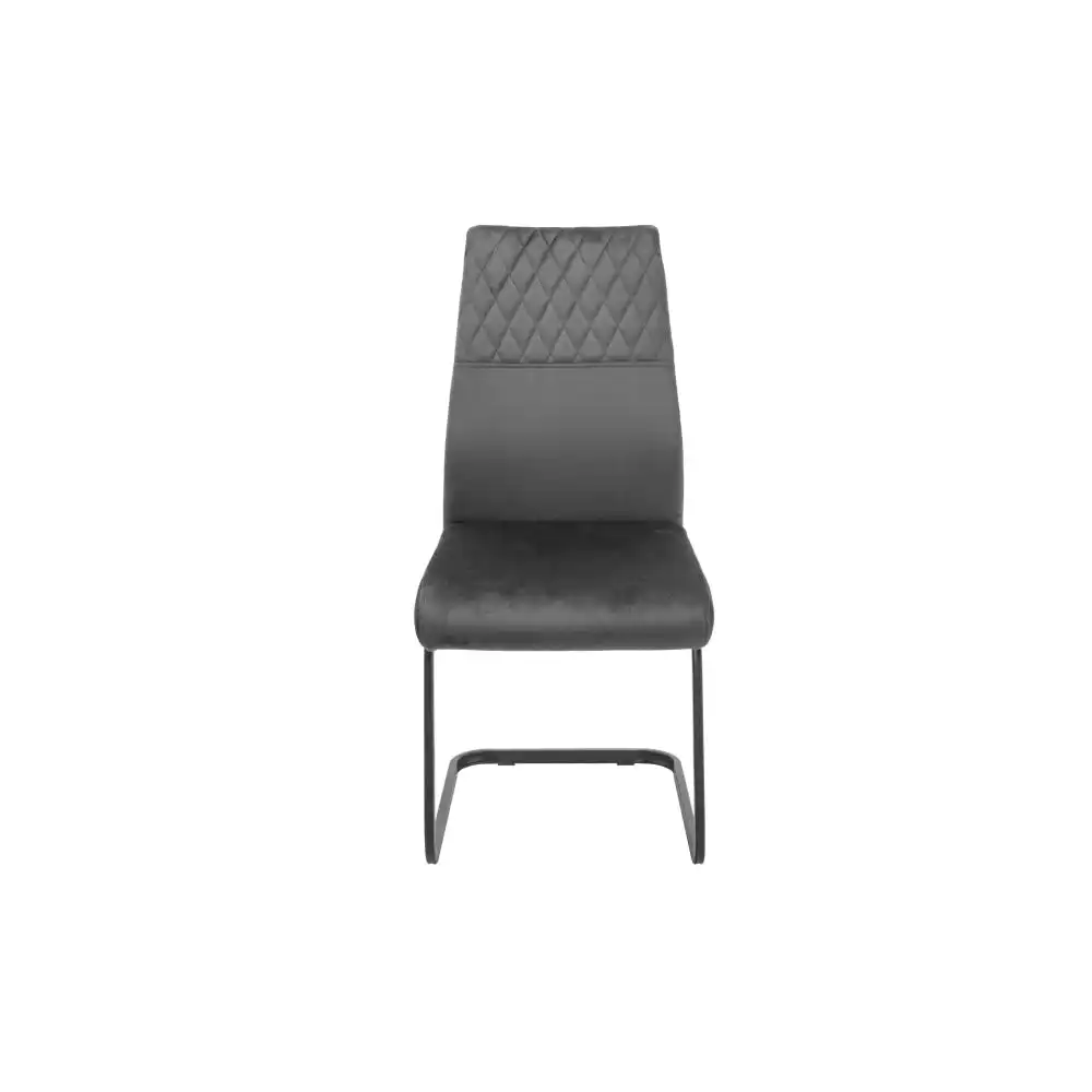 Set Of 2 Lilian Velvet Fabri Dining Chairs Metal Legs - Grey
