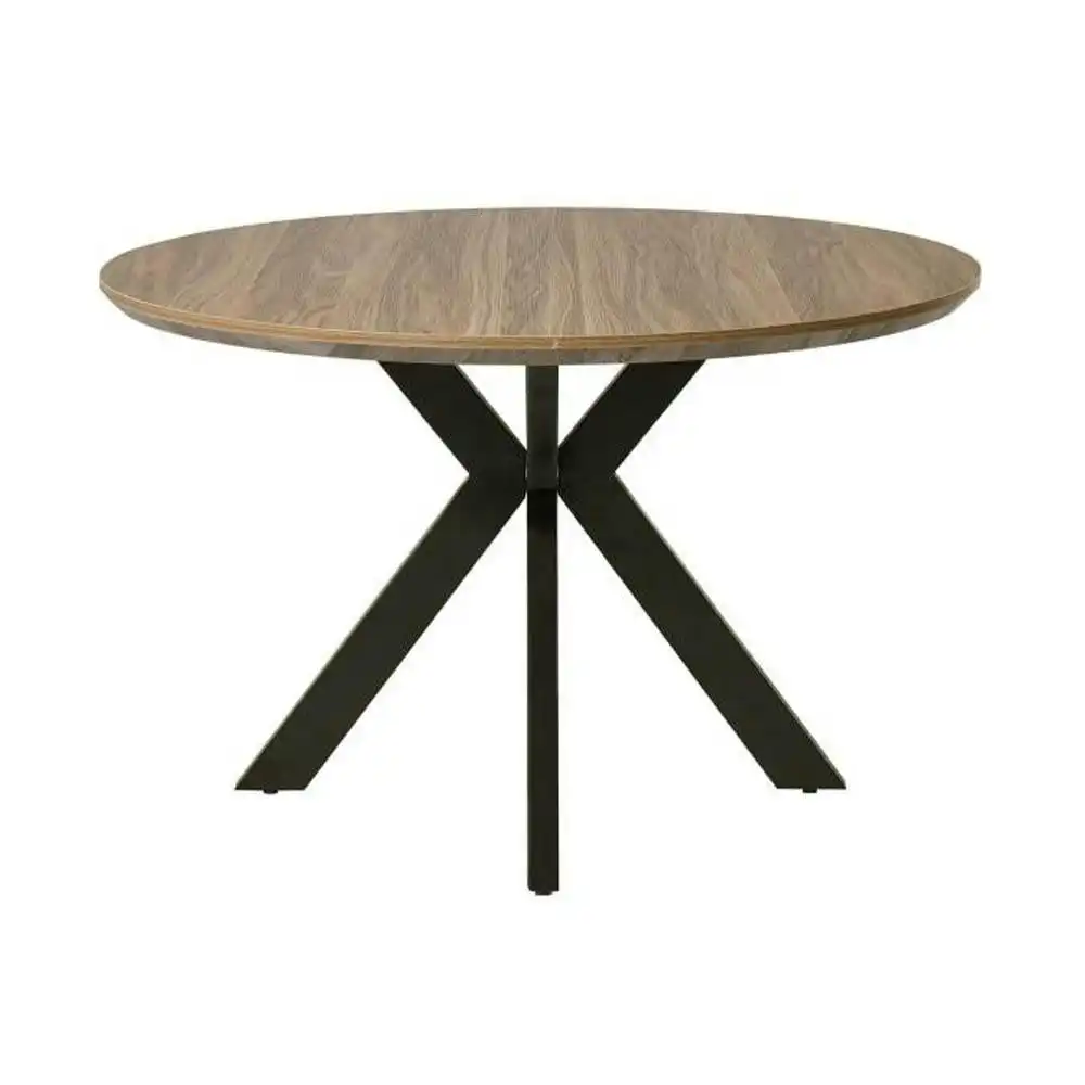 Oriel Round Dining Table 120cm - Black Metal Frame - Oak Sonoma