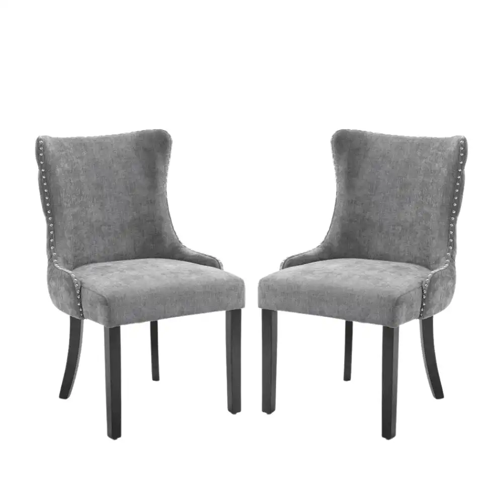 HomeStar Set Of 2 London Velvet Fabric Dining Chair - Grey