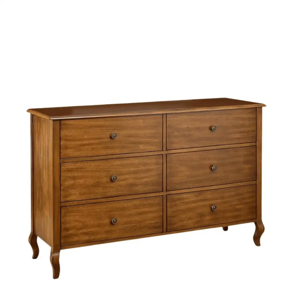 Adelle French Provincial Solid Wooden Chest Of Drawers Dresser Sideboard - Walnut