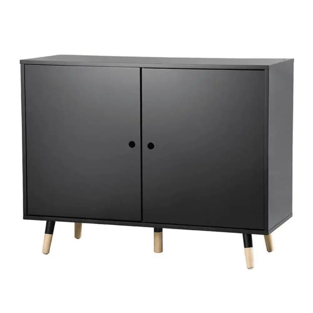 Lune Modern Scandinavian 2-Door Buffet Unit Wooden Sideboard Storage Cabinet - Black