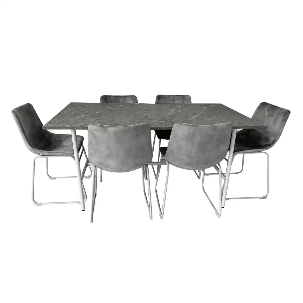 HomeStar Gemma Rectangular Marble Effect Dining Table 160cm - White