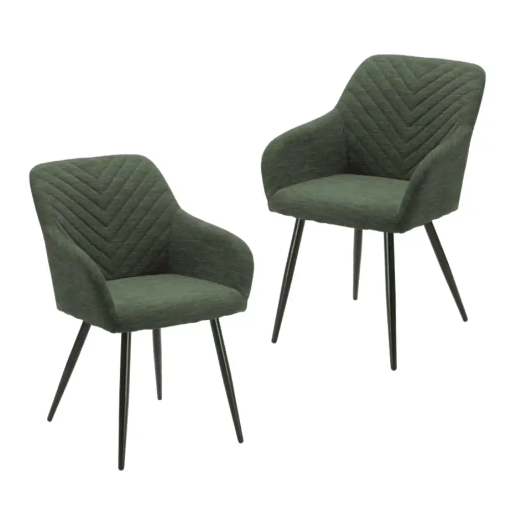 Set Of 2 Fari Fabric Dining Chairs Metal Legs - Pistacchio