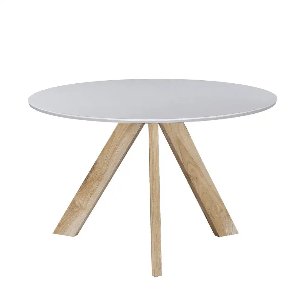 HomeStar Morrison Wooden Round Dining Table 120cm Solid Timber Legs - White