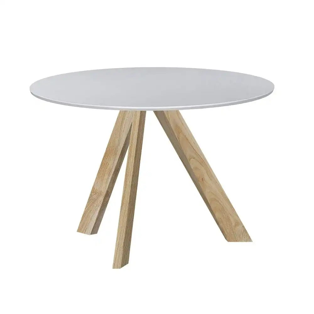 HomeStar Morrison Wooden Round Dining Table 120cm Solid Timber Legs - White