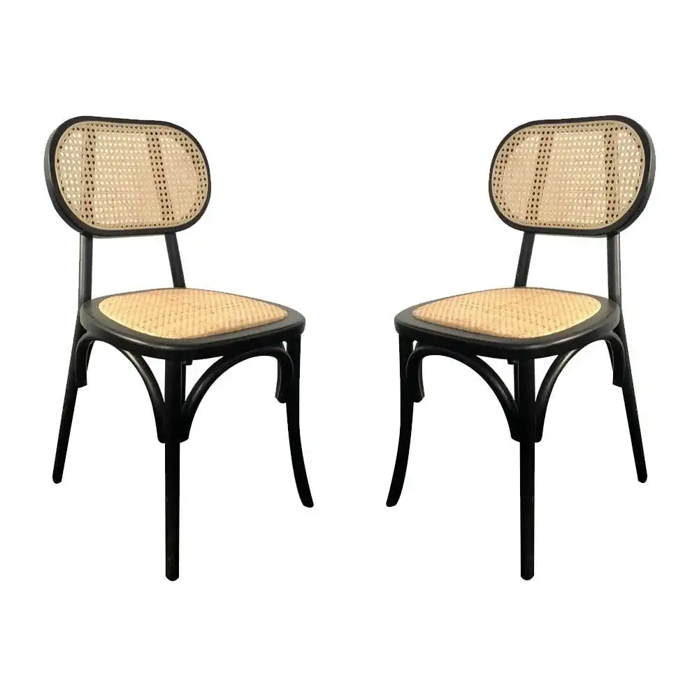HomeStar Set Of 2 Lima Rattan Dining Chair - Natural/Black