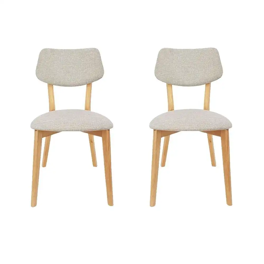 6IXTY Set Of 2 - Jelly Bean Scandinavian Fabric Wooden Dining Chair - Sand