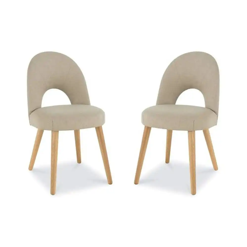 6IXTY Set of 2 - Charlie Scandinavian Fabric Dining Chair - Stone