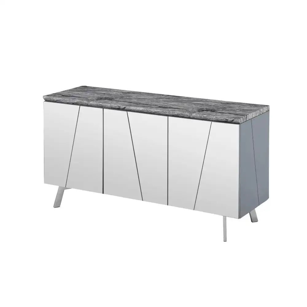 Valeria Luxurious Marble Foil Buffet Unit Sideboard Storage Cabinet - Grey