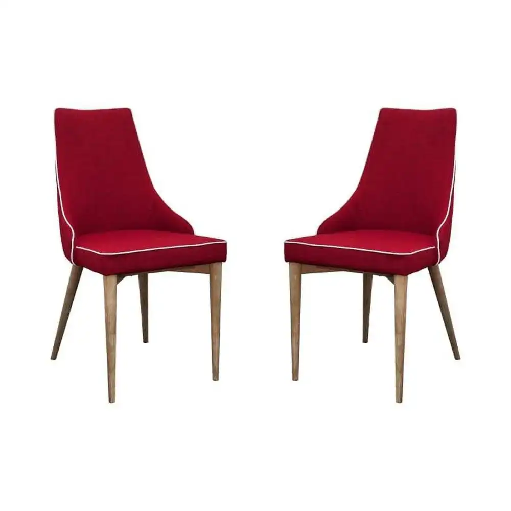 6IXTY Set of 2 - Martini Luxury Scandinavian Fabric Dining Chair - Red