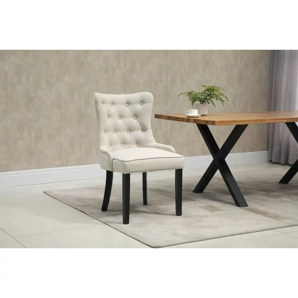 HomeStar Set Of 2 Will Modern Fabric Kitchen Dining Chair - Beige