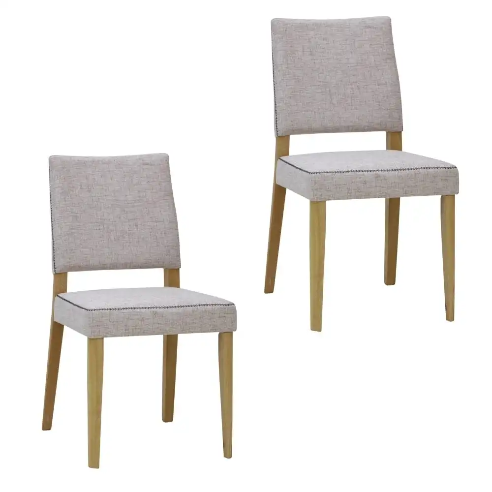 6IXTY Set of 2 Oslo Scandinavian Fabric Dining Chair Wooden Frame - Light Dusk