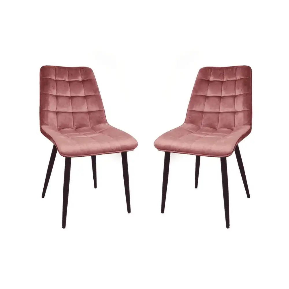 HomeStar Set of 2 Lumy Velvet Fabric Modern Dining Chair - Pink