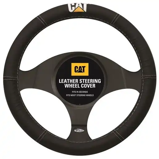 Caterpillar Leather Steering Wheel Cover - SWCATBLK