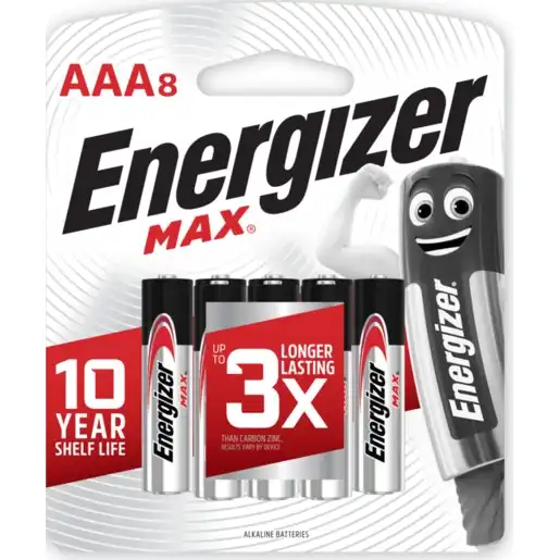 Energizer MAX AAA Alkaline Batteries 8 Pack - E300573600