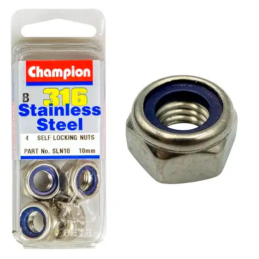 Champion 10mm Self Locking Nuts 316 - SLN10
