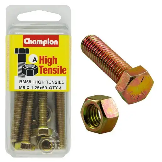 Champion Blister Set Screw & Nut M8 x 50mm - BM58