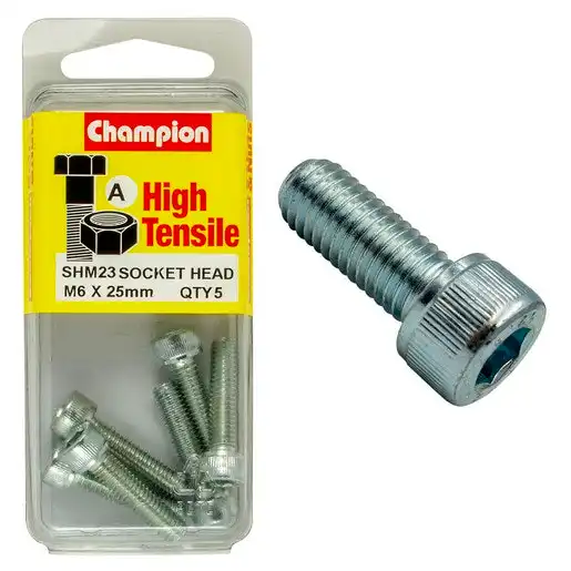 Champion Blister Metric Socket Head Screw 6 x 25mm - SHM23
