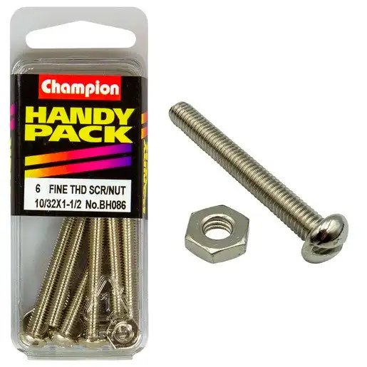 Champion Handy Pack Fine Thread Screw/Nut 10/32x1-1/2" CFT - BH086
