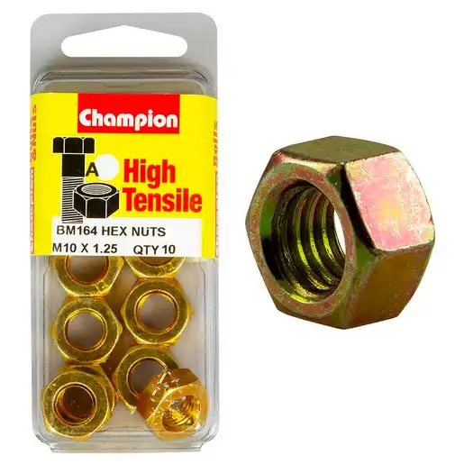 Champion Blister Hexagon Nut M10 x 1.25mm Nuts - BM164