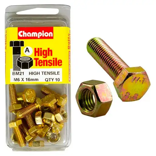 Champion Blister Set Screw & Nut M6 x 16mm - BM21