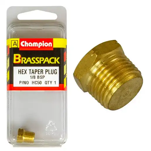 Champion 1/8" BSP Hex Taper Plug Blister - HC50