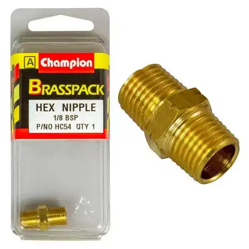 Champion 1/8 BSP Hex Nipple Blister - HC54