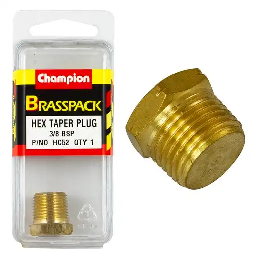 Champion 3/8 BSP Hex Taper Plug Blister - HC52