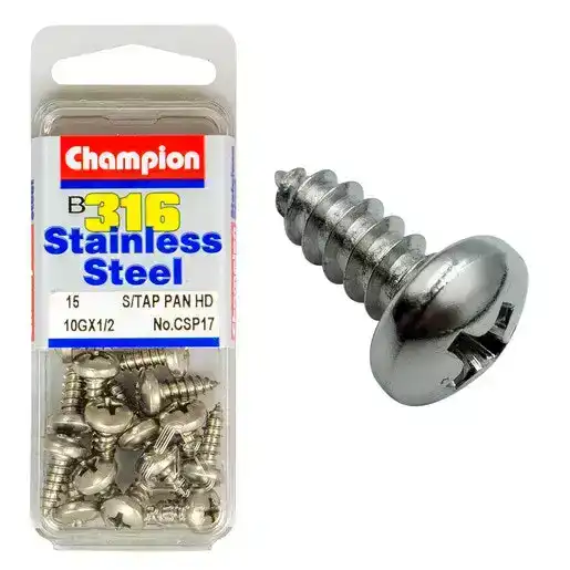 Champion Self Tapp Screw Pan Phillips Stainless Steel 4.8x13mm 316/A4 - CSP17