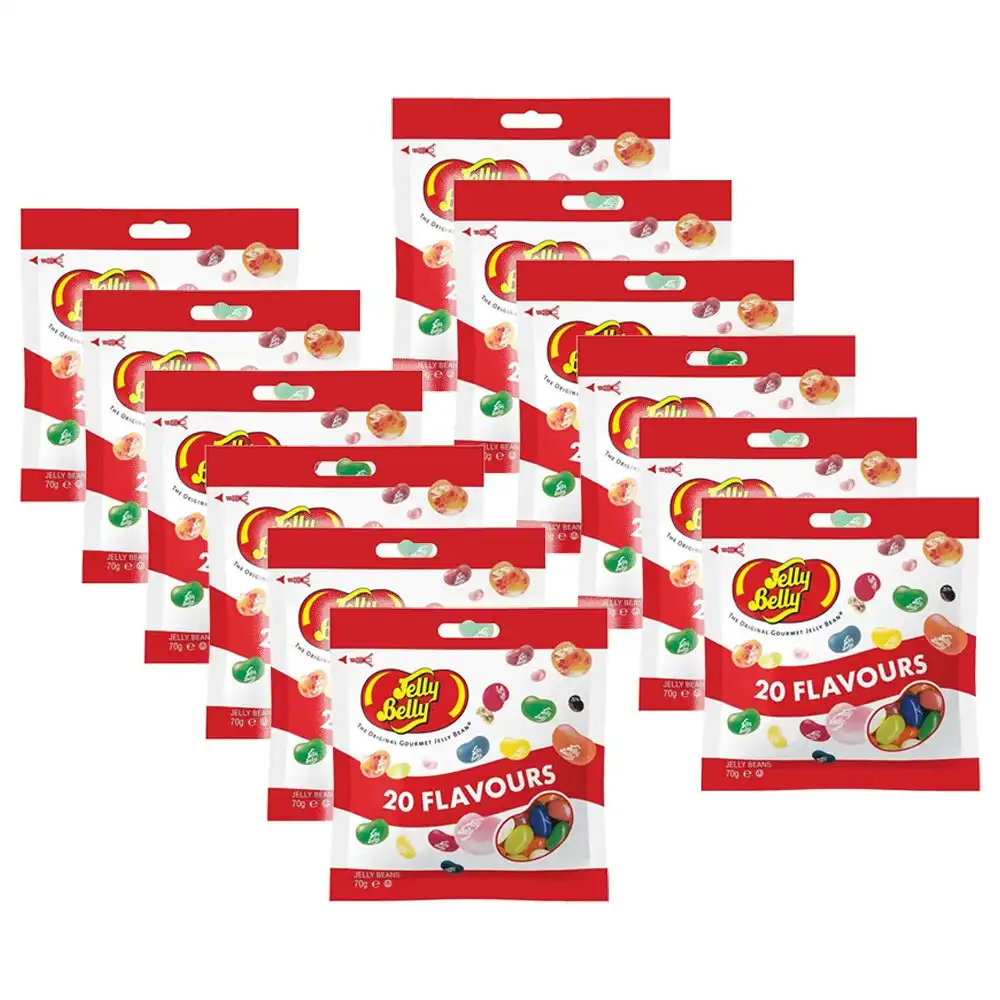 12x Jelly Belly 70g Assorted Flavours Chewing Soft Jelly Bean Candy Lolly  Bag