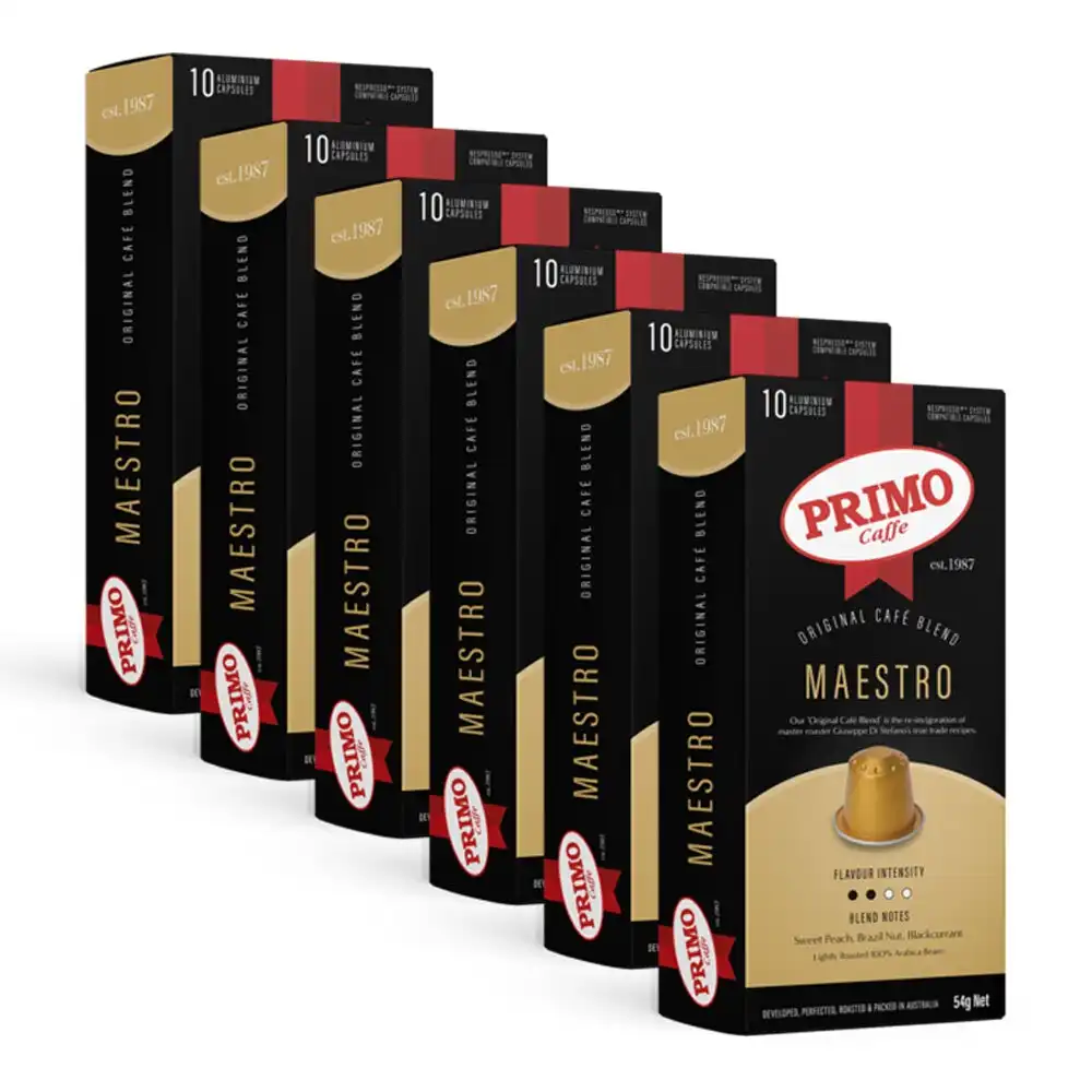 6x10pc Primo Caffe Maestro 54g Coffee Capsule/Pod Compatible w/Nespresso Machine