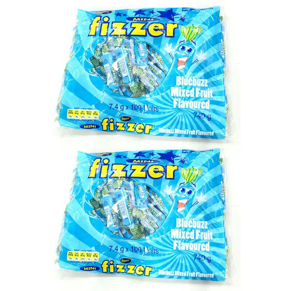 200pc Beacon Mini Fizzer 1.4kg Fruity Chewy Confectionery Candy/Lolly BlueBuzz