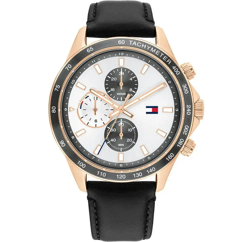 Tommy Hilfiger 1792016 Miles Black Leather Mens Watch