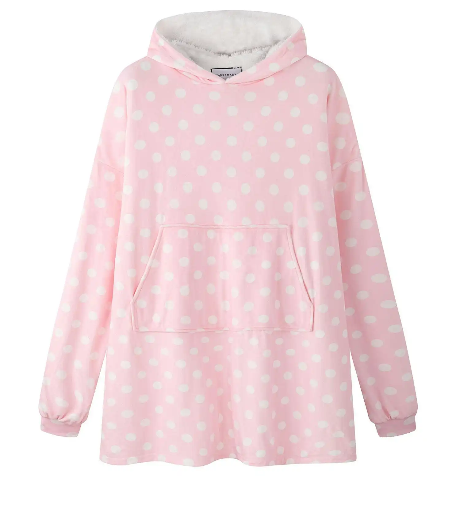 Tarramarra® Reversible Hoodie Blanket Unisex Pink Polka Dot