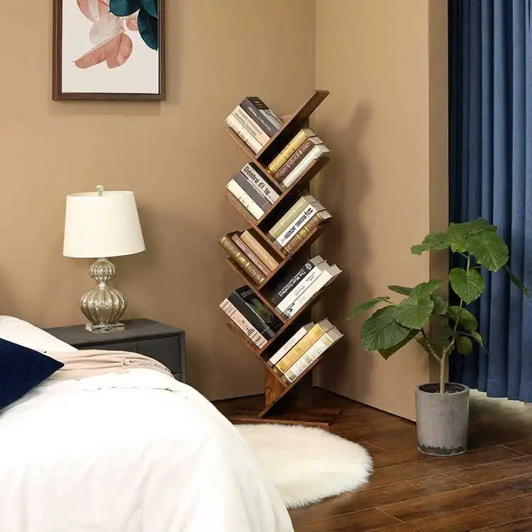 VASAGLE 8-Tier Tree Bookshelf - Home Decorating Artist Bookshelf with Floor Standing Design - Rustic Brown Book Organization for Modern Homes
