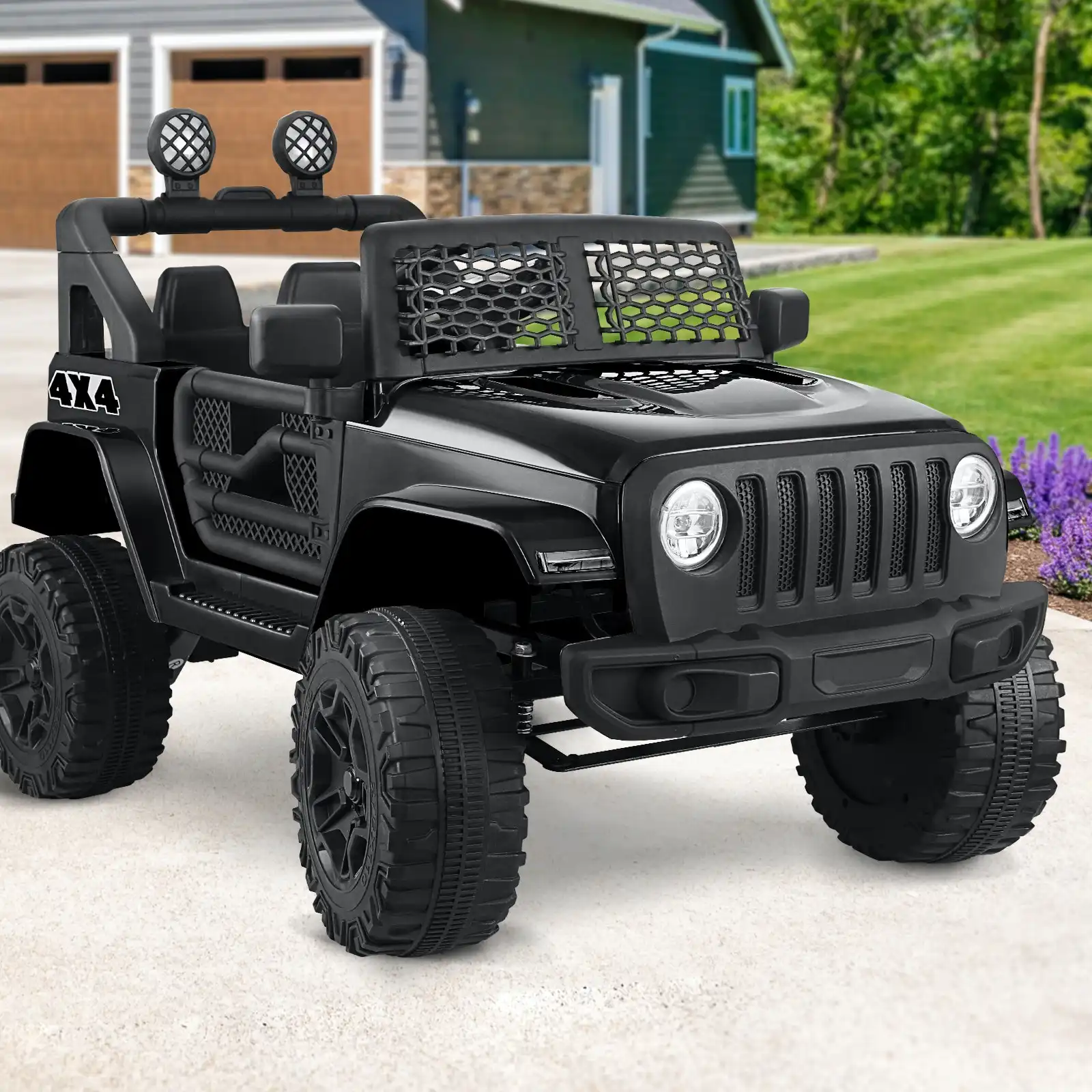 Mazam Kids Ride On Car 12V Black Electric Jeep Remote Vehicle Toy Cars Gift LED light