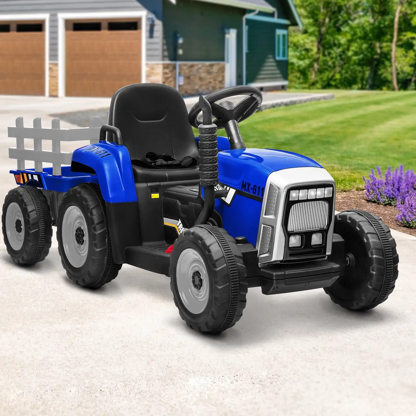 Mazam Kids Ride On Tractor W/ Trailer 12V Electric Vehicle Toys Gift Bluetooth