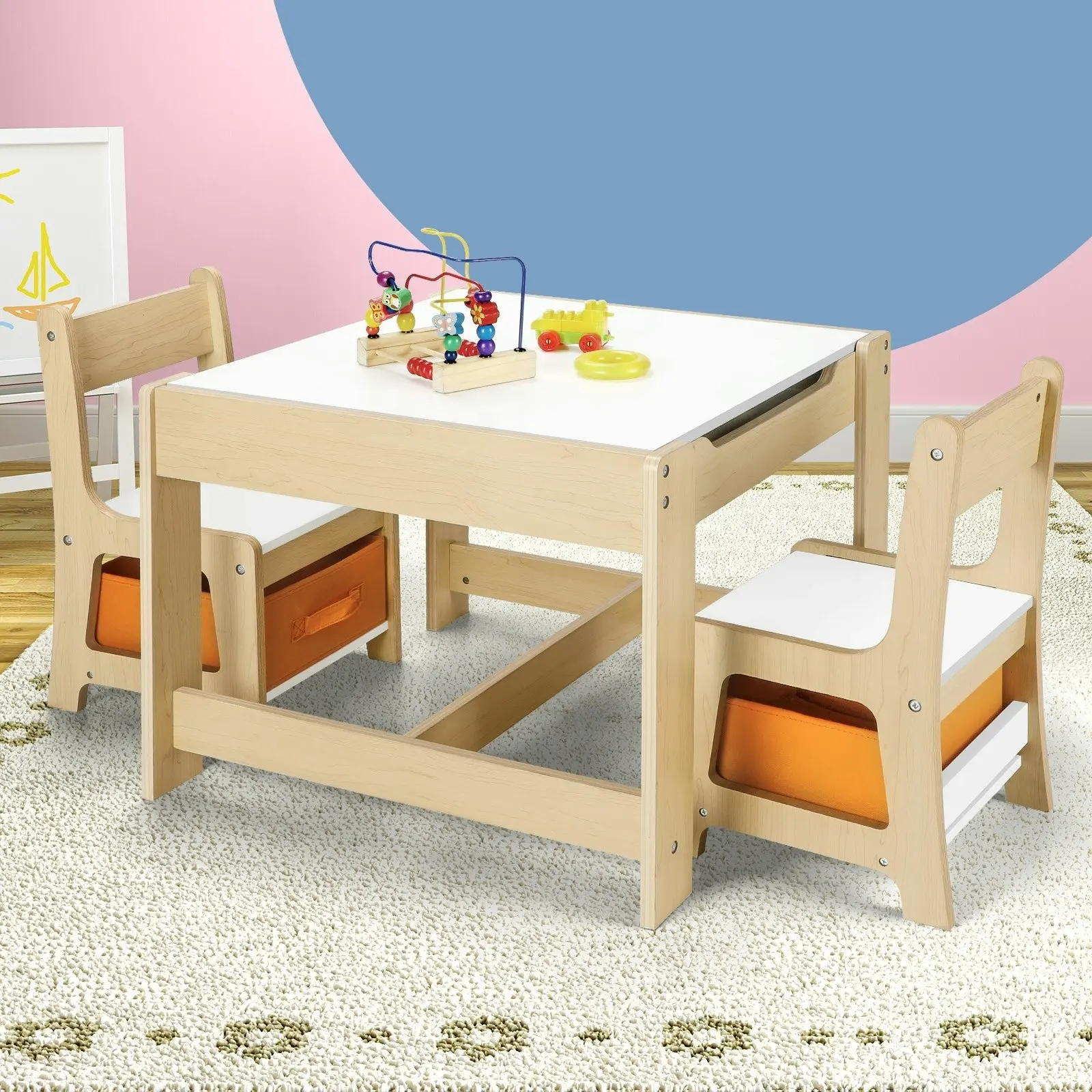 Oikiture Kids Table and Chairs Set Activity Play Study Desk Toys